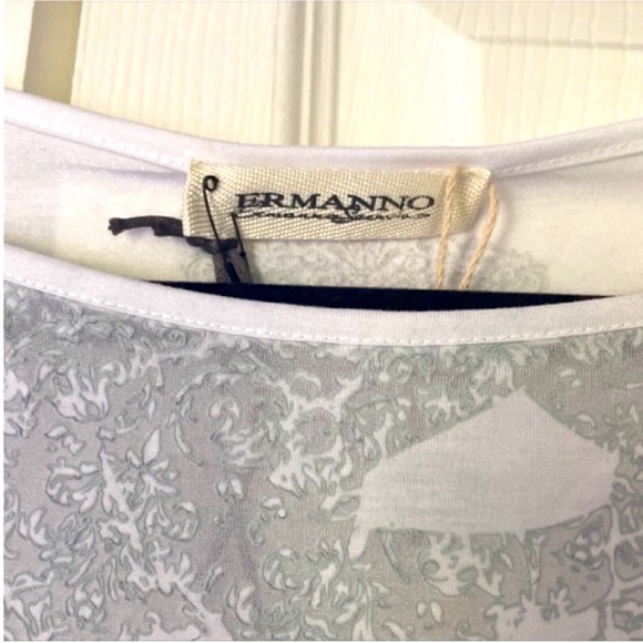 Ermanno Scervino Top Shirt Women’s Maxi T-shirt New White Print size Medium - Picture 3 of 11